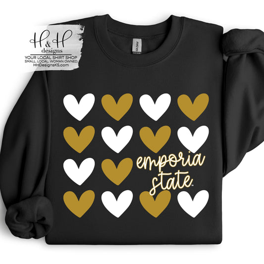 Emporia State Repeat Hearts ~ Licensed Apparel ~ HHESU101