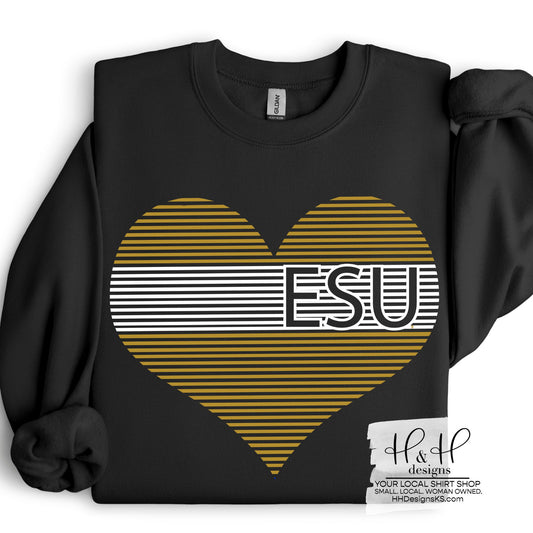 ESU Lined Heart ~ Licensed Apparel ~ HHESU116