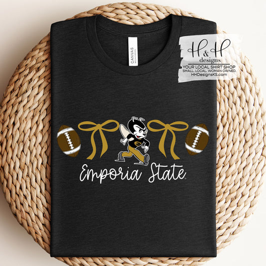 Emporia State Coquette Football Bows ~ HHESU123
