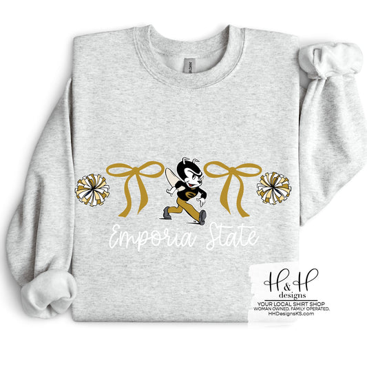 Emporia State Coquette Pom Poms Bows ~ Licensed Apparel ~ HHESU135