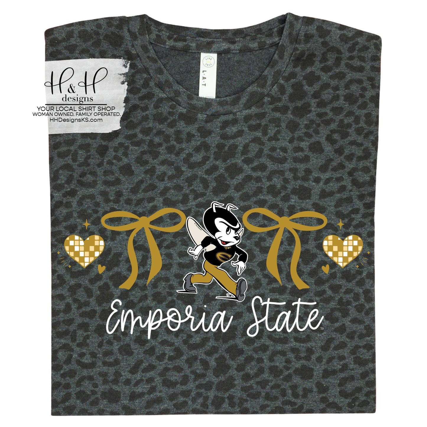 Emporia State Coquette Hearts Bows ~ Licensed Apparel ~HHESU137