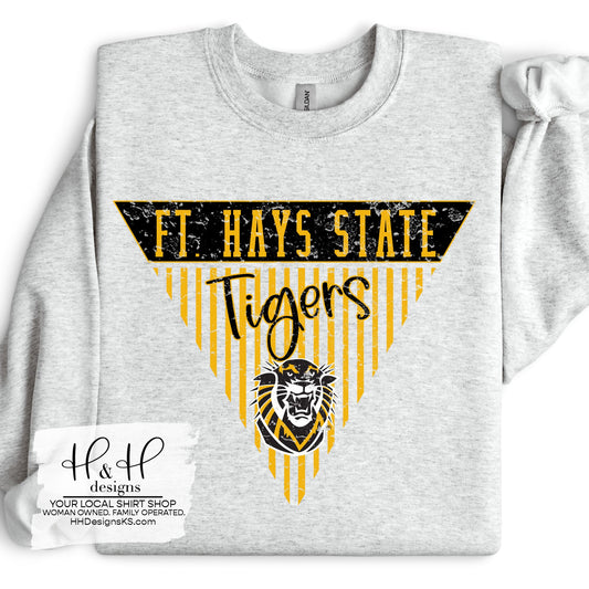 Ft Hays State Striped Pennant ~ Licensed Apparel ~ HHFHSU116