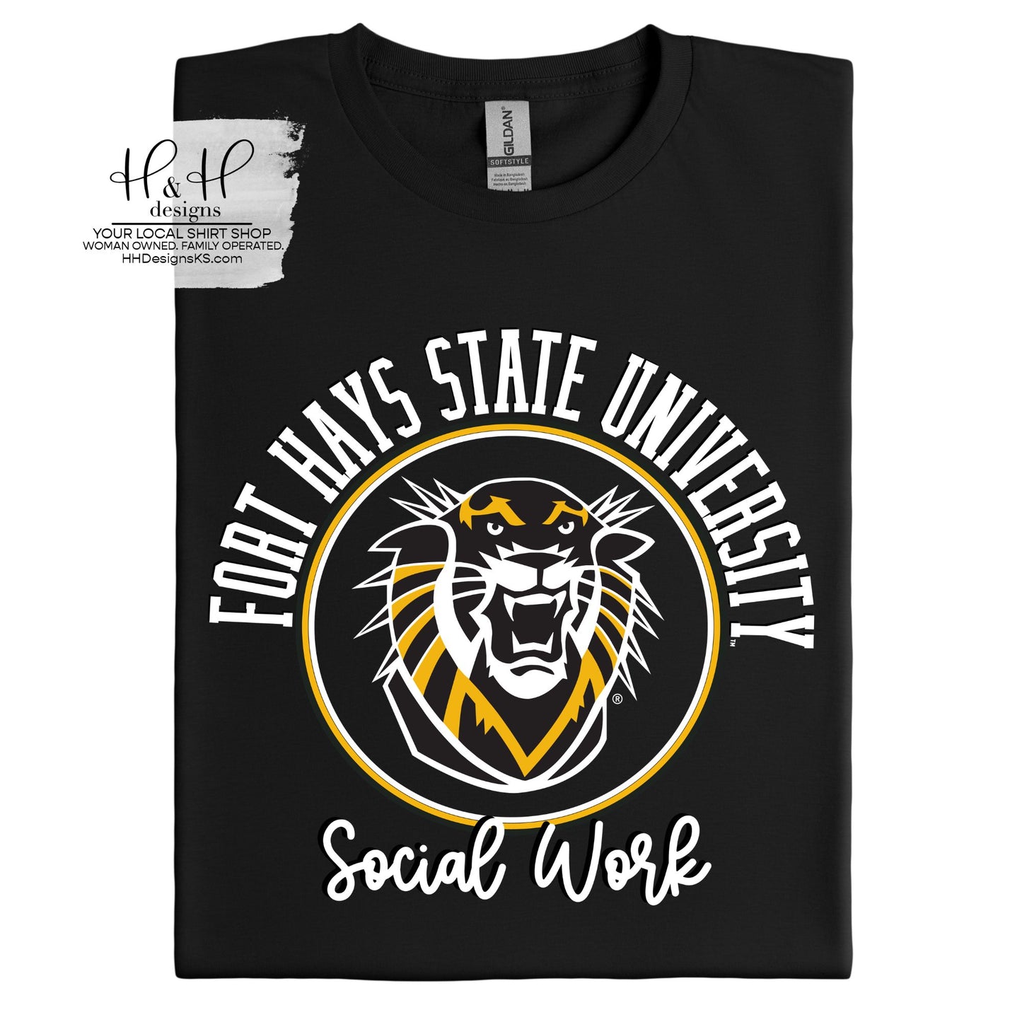 Fort Hays State Social Work Distressed Round ~ Licensed Apparel ~ HHFHSU142