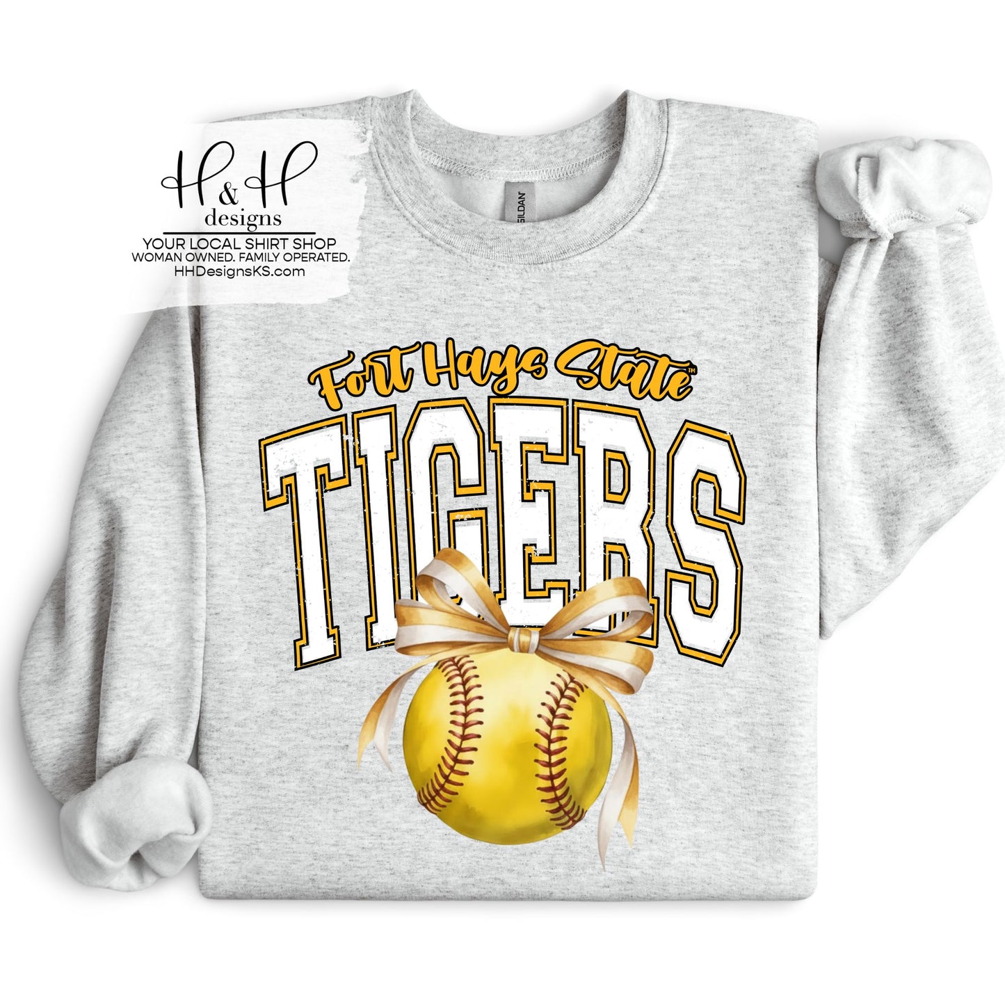 Fort Hays State Tigers Softball Block Bow ~ Licensed Apparel ~ HHFHSU136