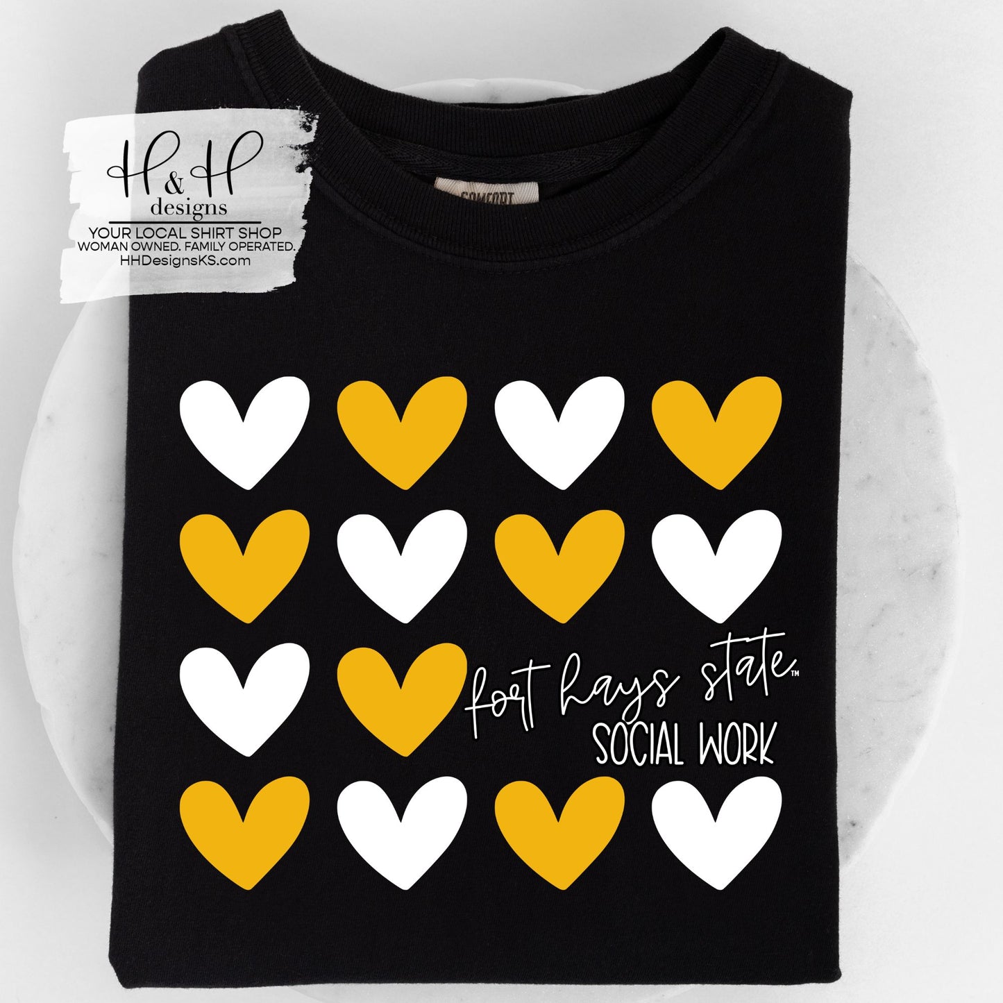 Fort Hays State Social Work Repeat Hearts ~ Licensed Apparel ~ HHFHSU137
