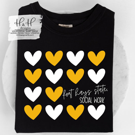 Fort Hays State Social Work Repeat Hearts ~ Licensed Apparel ~ HHFHSU137