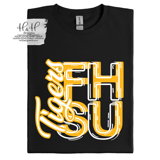 FHSU Tigers Sketch Initials ~ Licensed Apparel ~ HHFHSU143