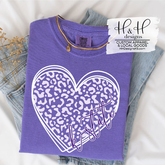 K-State Hallow Leopard Heart ~ HHKSU115 ~ Licensed K-State Apparel