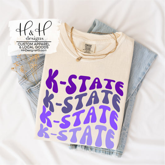 Ombre K-State Retro Wavy ~ HHKSU125 ~ Licensed K-State Apparel