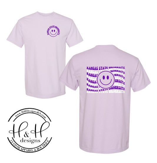 Kansas State University Retro Wavy with Smiley ~ HHKSU127 ~ Licensed Apparel