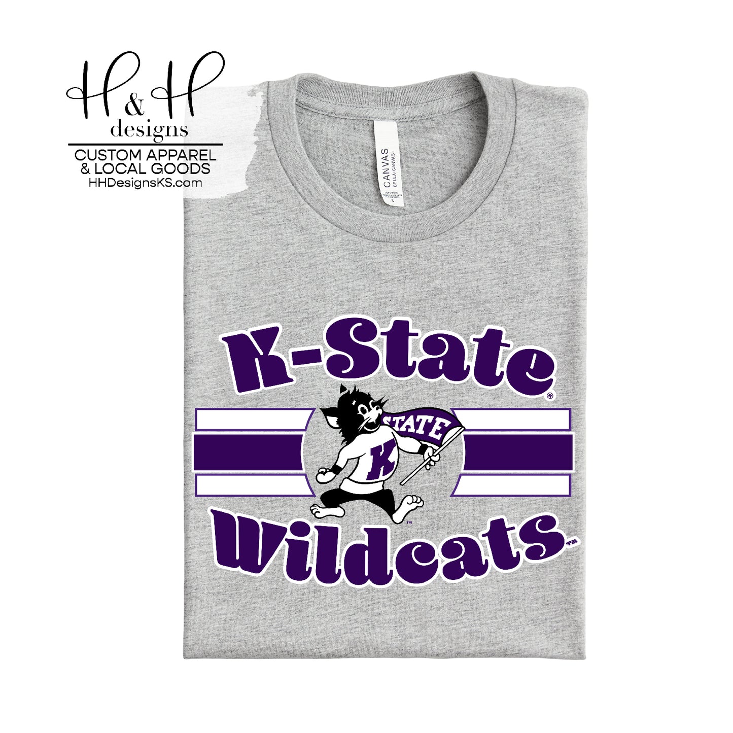 K-State Wildcats Classic Triple Line With Logo ~ HHKSU128 ~ Licensed K-State Apparel