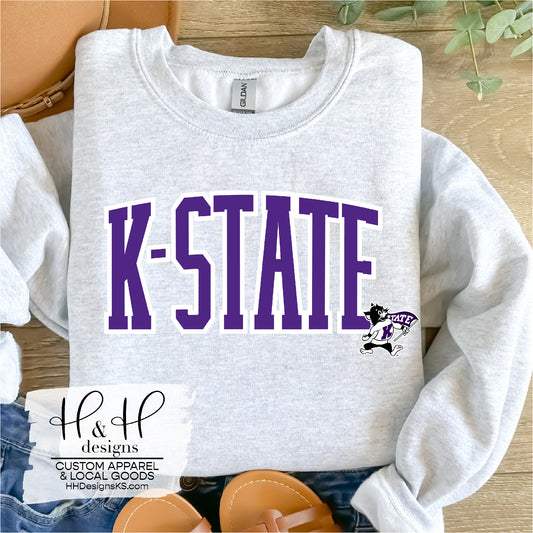 Purple K-State Arch with Willie ~ HHKSU139 ~ Licensed K-State Apparel