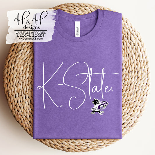 K-State Swirly Script with Willie ~ HHKSU140 ~ Licensed K-State Apparel