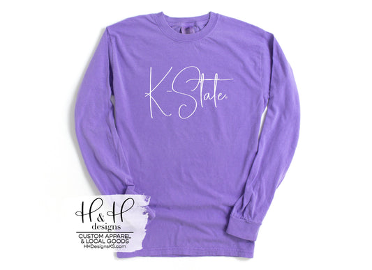 K-State Swirly Script ~ HHKSU141  ~ Licensed K-State Apparel
