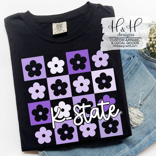 Ombre K-State Daisy Block ~ HHKSU152 ~ Licensed K-State Apparel