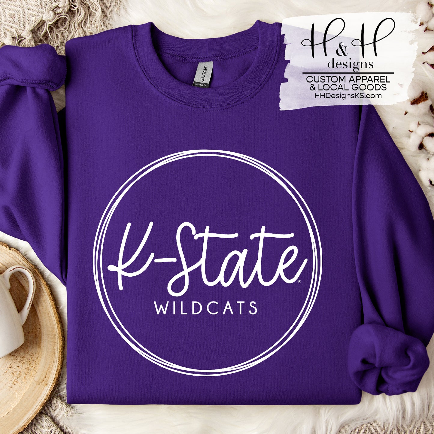 K-State Wildcats Hand Lettered Round Script  ~ Licensed Apparel ~ HHKSU168