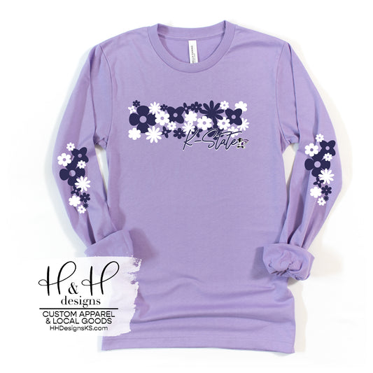 Dark Purple K-State Floral Scatter  ~ Licensed Apparel ~ HHKSU170