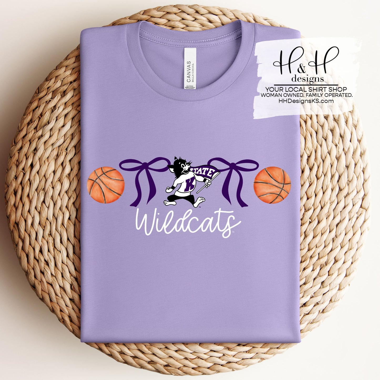 K-State Basketball Coquette Bows for Dark Lavender  ~ Licensed Apparel ~ HHKSU182