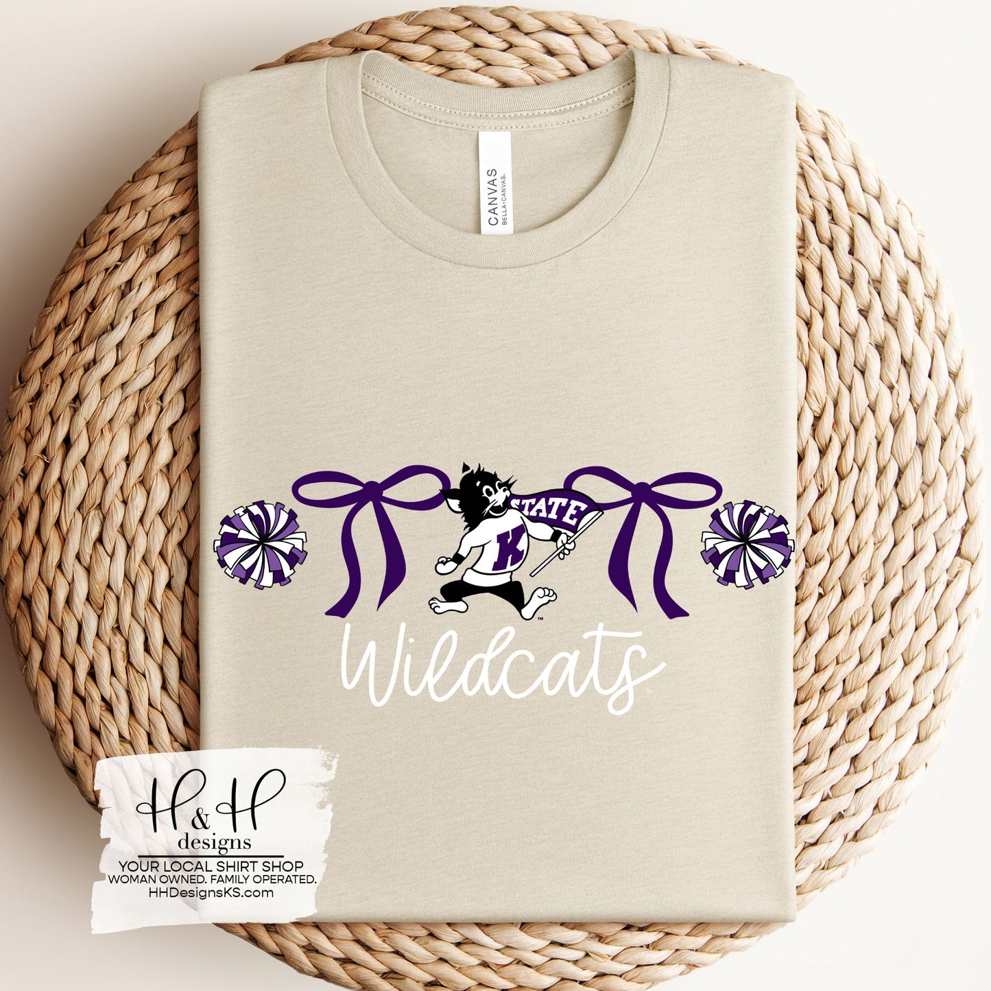 K-State Coquette Pom Poms Bows ~ Licensed Apparel ~ HHKSU190