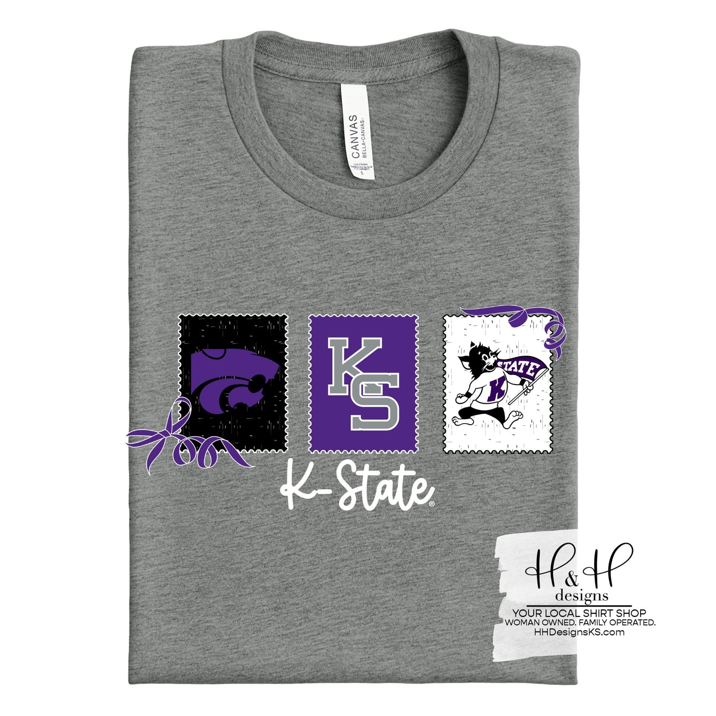 K-State Stamps and Bows ~ Licensed Apparel ~ HHKSU193