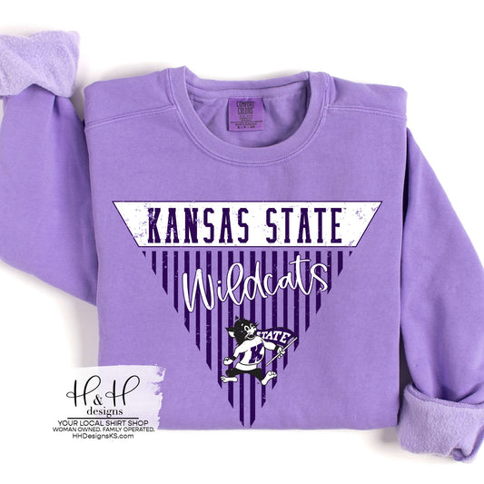 K-State Striped Pennant ~ Licensed Apparel ~ HHKSU196