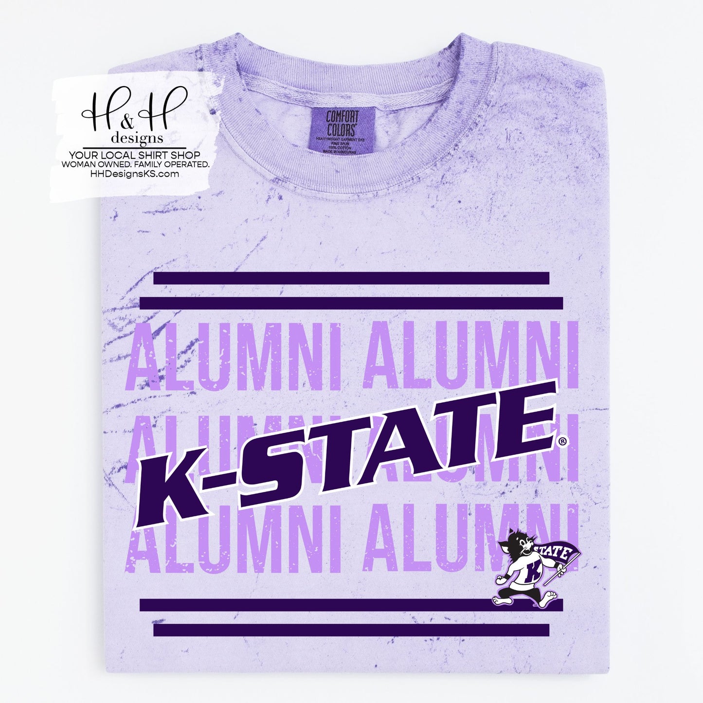 K-State Alumni Shadow for Dark lavender ~ Licensed Apparel ~ HHKSU200