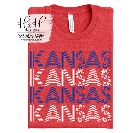 Blue & White Kansas Prisma Stack~ Licensed Apparel ~ HHKU106