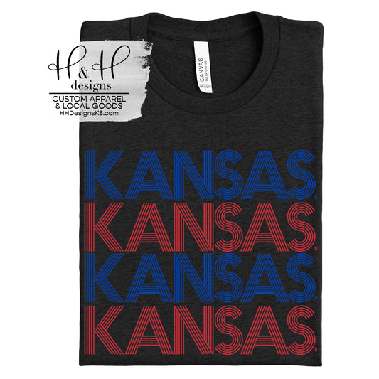 Red & Blue Kansas Prisma Stack~ Licensed Apparel ~ HHKU107