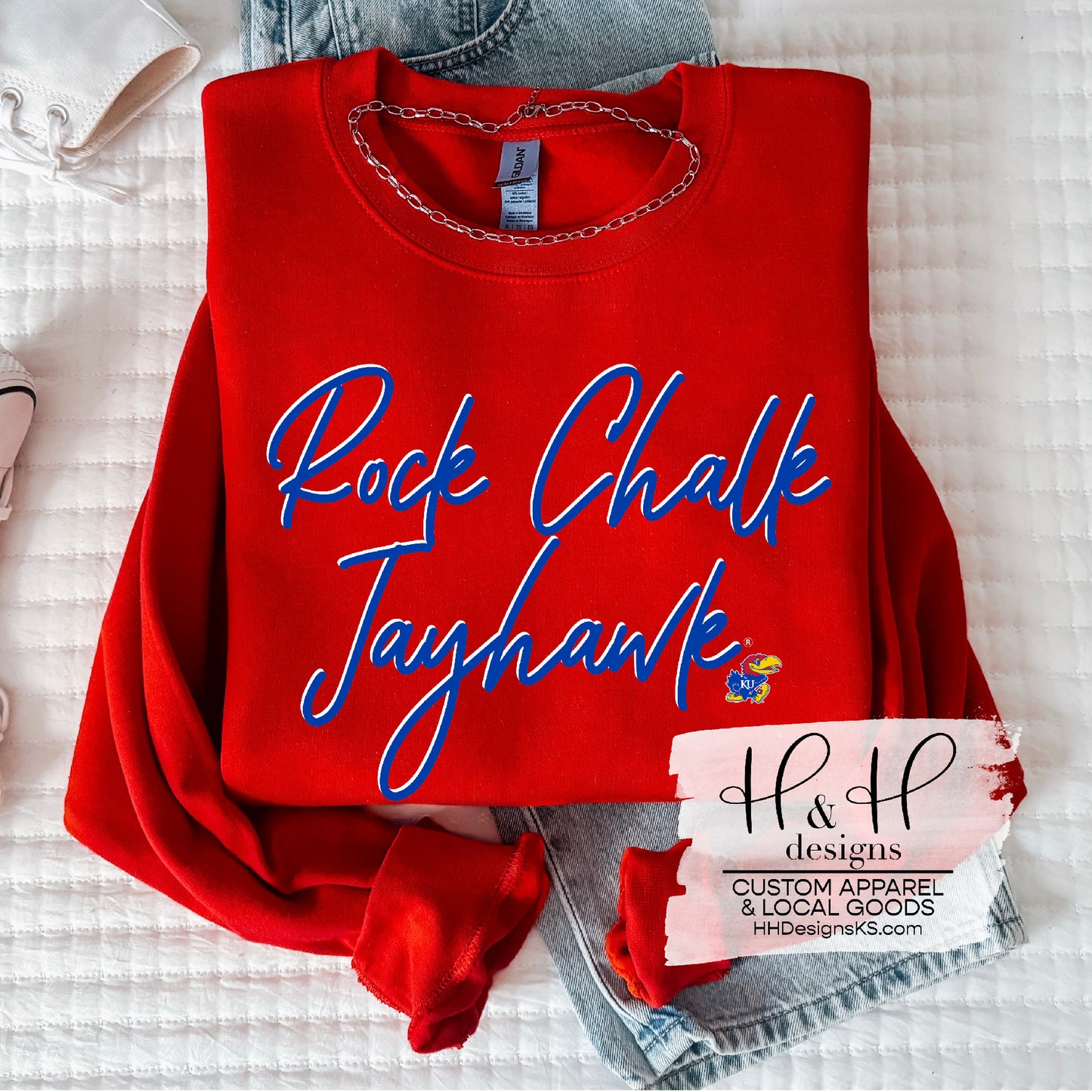 Rock Chalk Jayhawk Script Stack ~ Licensed Apparel ~ HHKU113