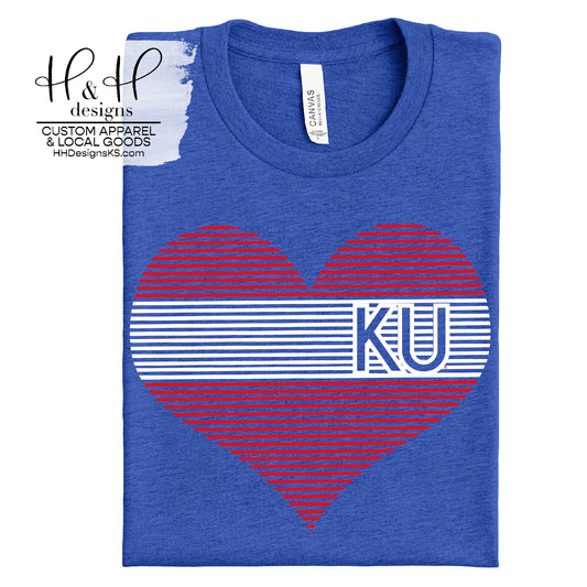 Red KU lined heart~ Licensed Apparel ~ HHKU115