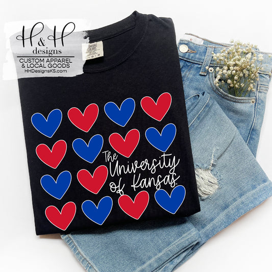 The University of Kansas Repeat Hearts  ~ Licensed Apparel ~ HHKU116