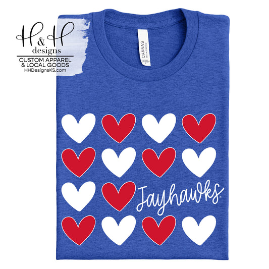 Jayhawks Repeat Hearts ~ Licensed Apparel ~ HHKU117