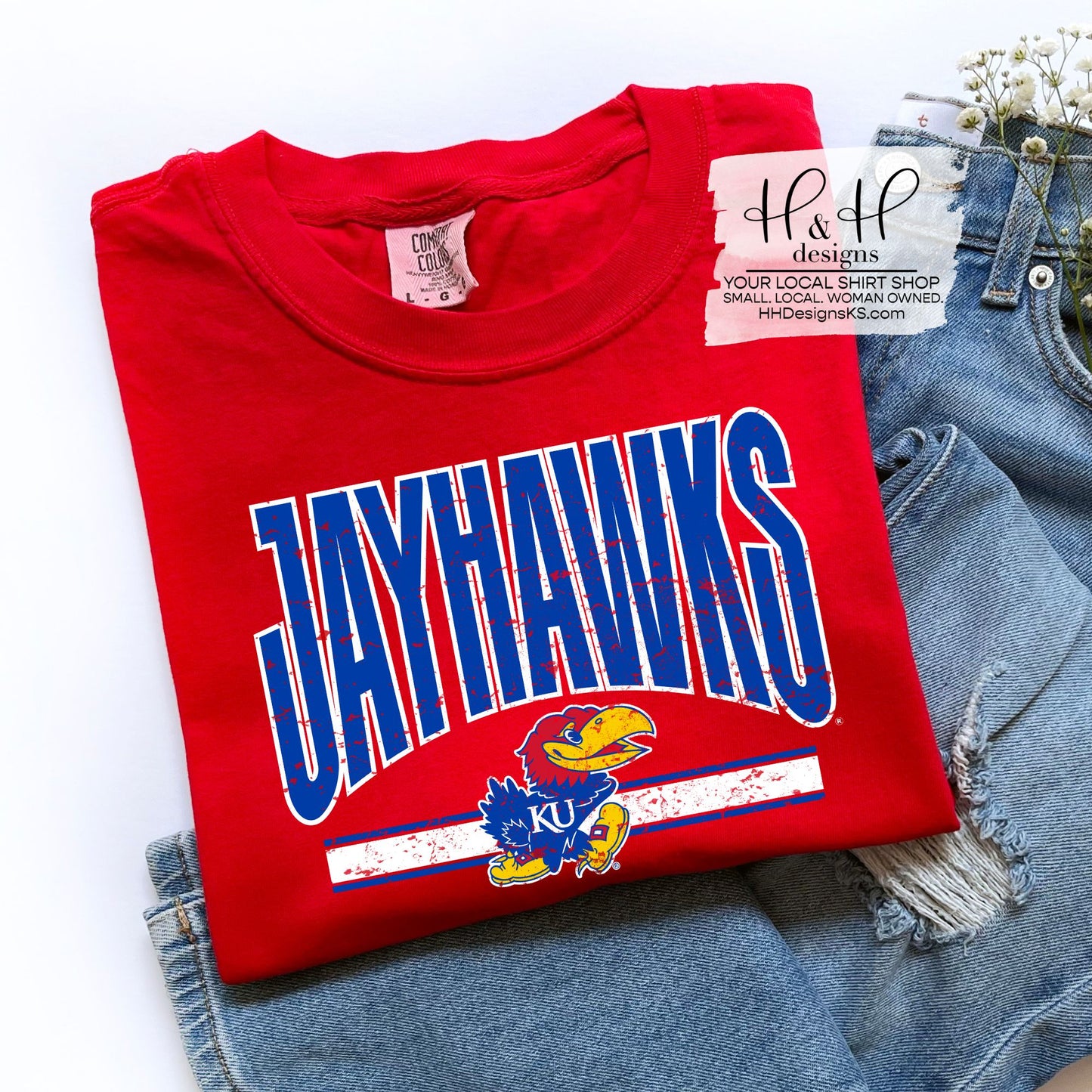 Jayhawks Distressed Warp  ~ Licensed Apparel ~ HHKU147