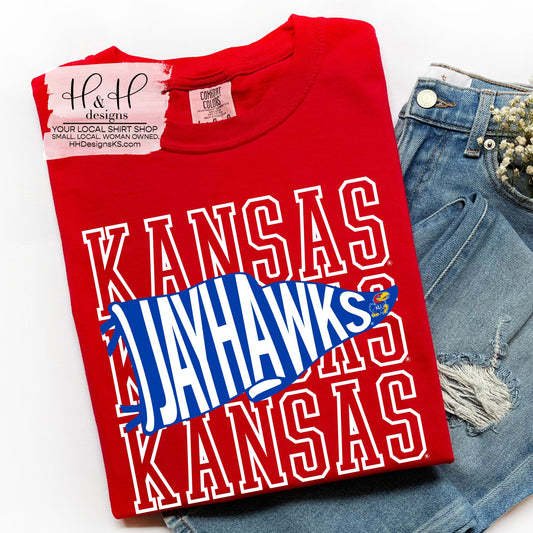 Jayhawks Pennant Stack  ~ Licensed Apparel ~ HHKU149