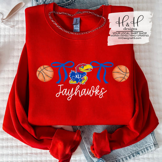 Jayhawks Coquette Basketball Bows ~ Licensed Apparel ~ HHKU158