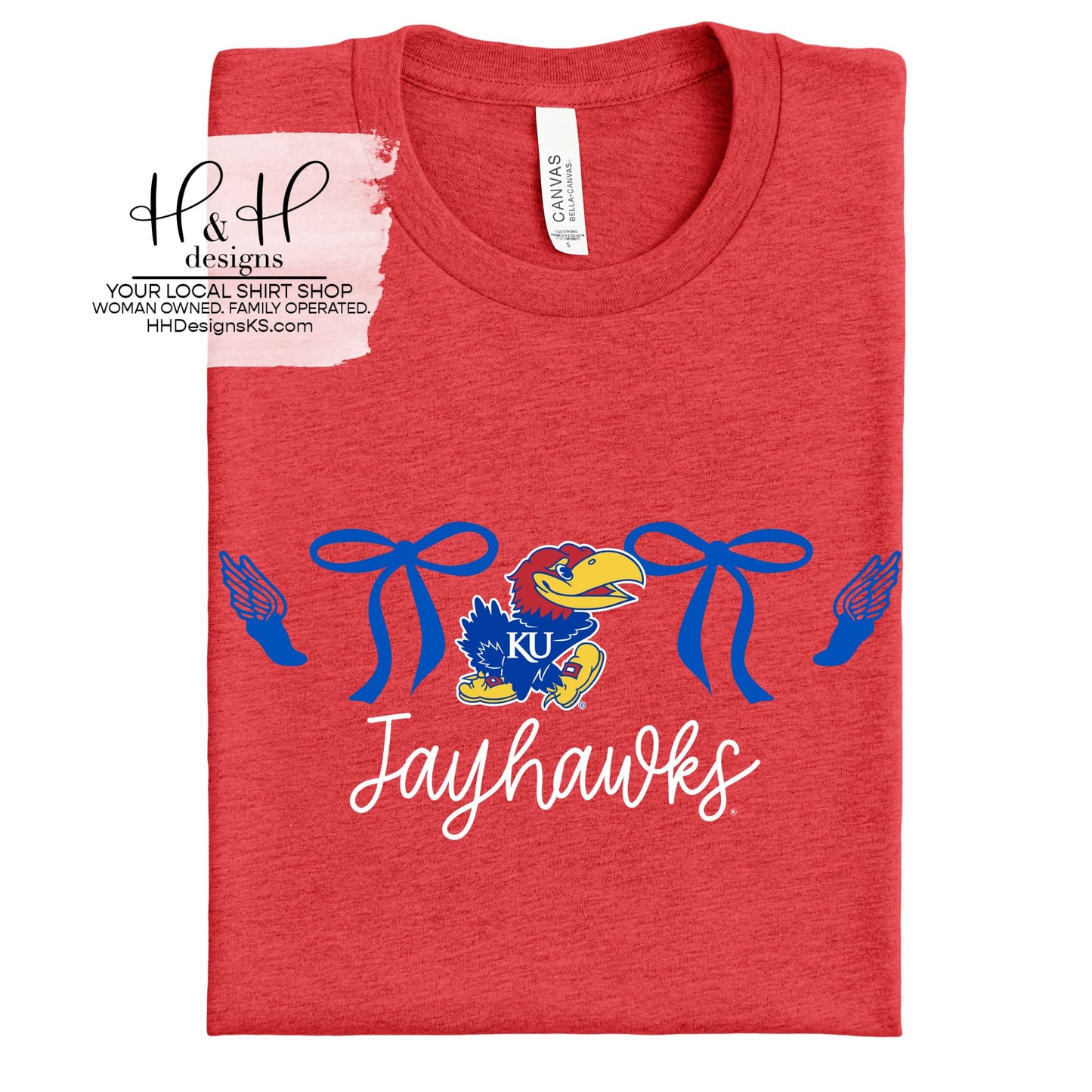 Jayhawks Coquette Track Bows  ~ Licensed Apparel ~ HHKU161