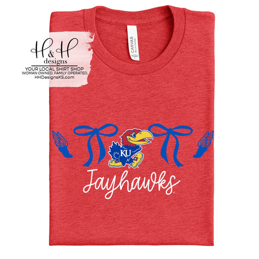 Jayhawks Coquette Track Bows  ~ Licensed Apparel ~ HHKU161