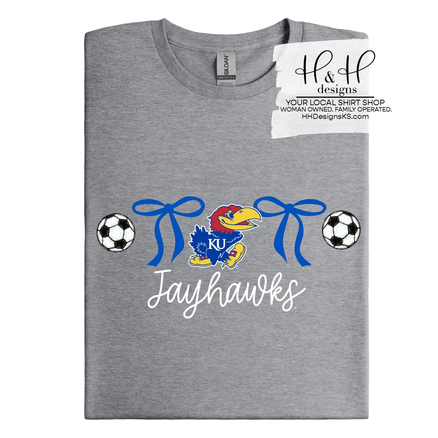 Jayhawks Coquette Soccer Bows ~ Licensed Apparel ~ HHKU164