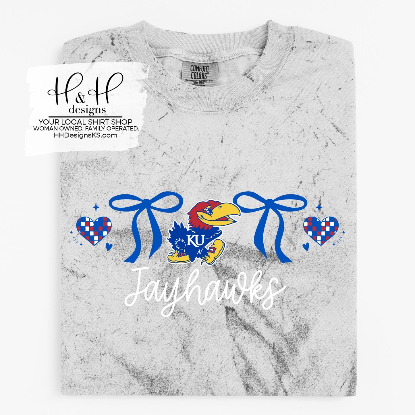 Jayhawks Coquette Hearts Bows  ~ Licensed Apparel ~ HHKU167