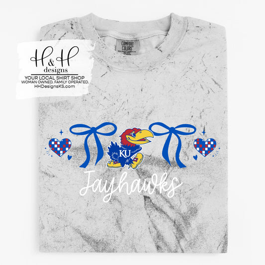 Jayhawks Coquette Hearts Bows ~ Licensed Apparel ~ HHKU167