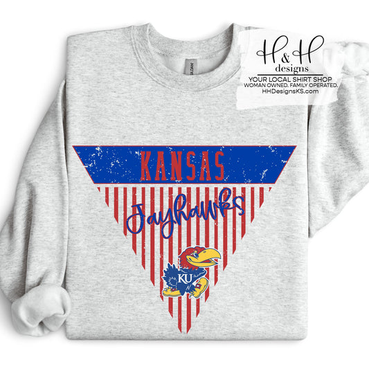 Kansas Striped Pennant ~ Licensed Apparel ~ HHKU170