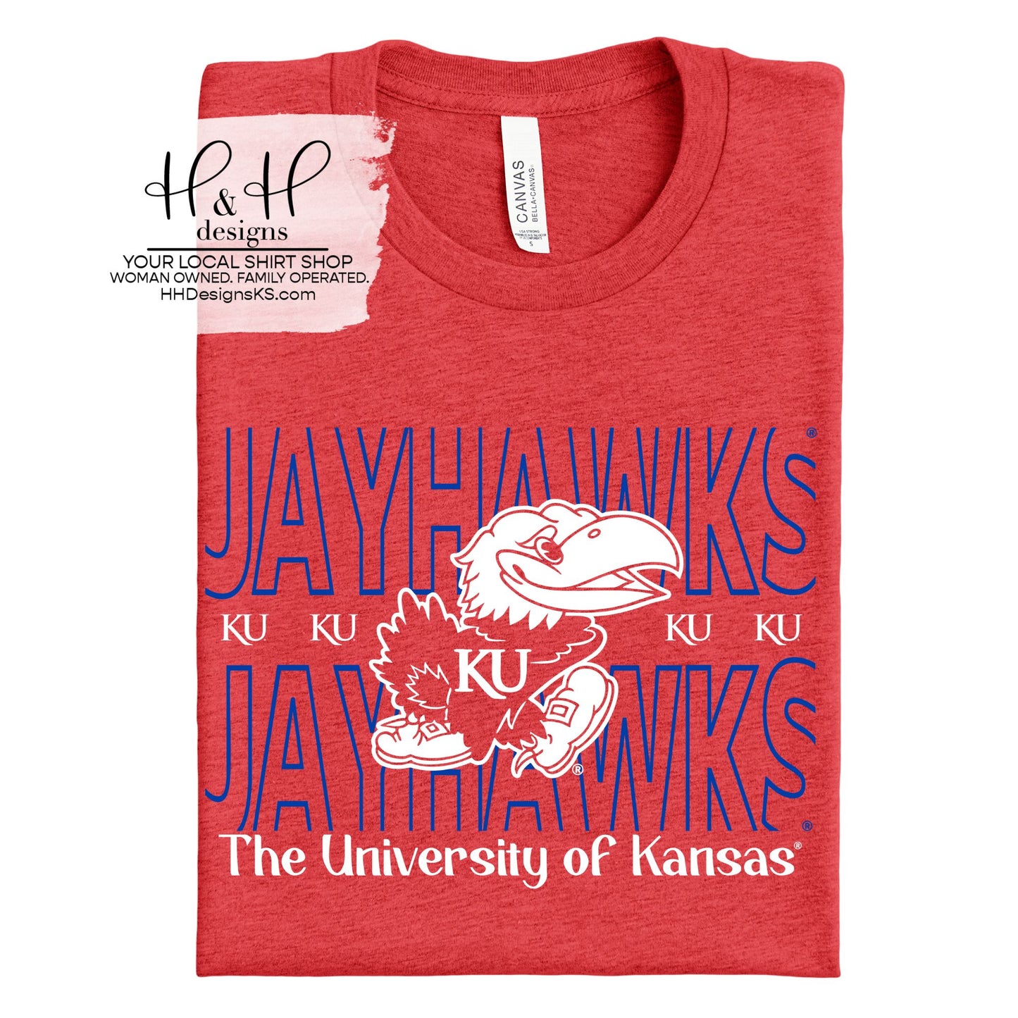 Kansas Jayhawks Blue Hallow Outline ~ Licensed Apparel ~ HHKU174