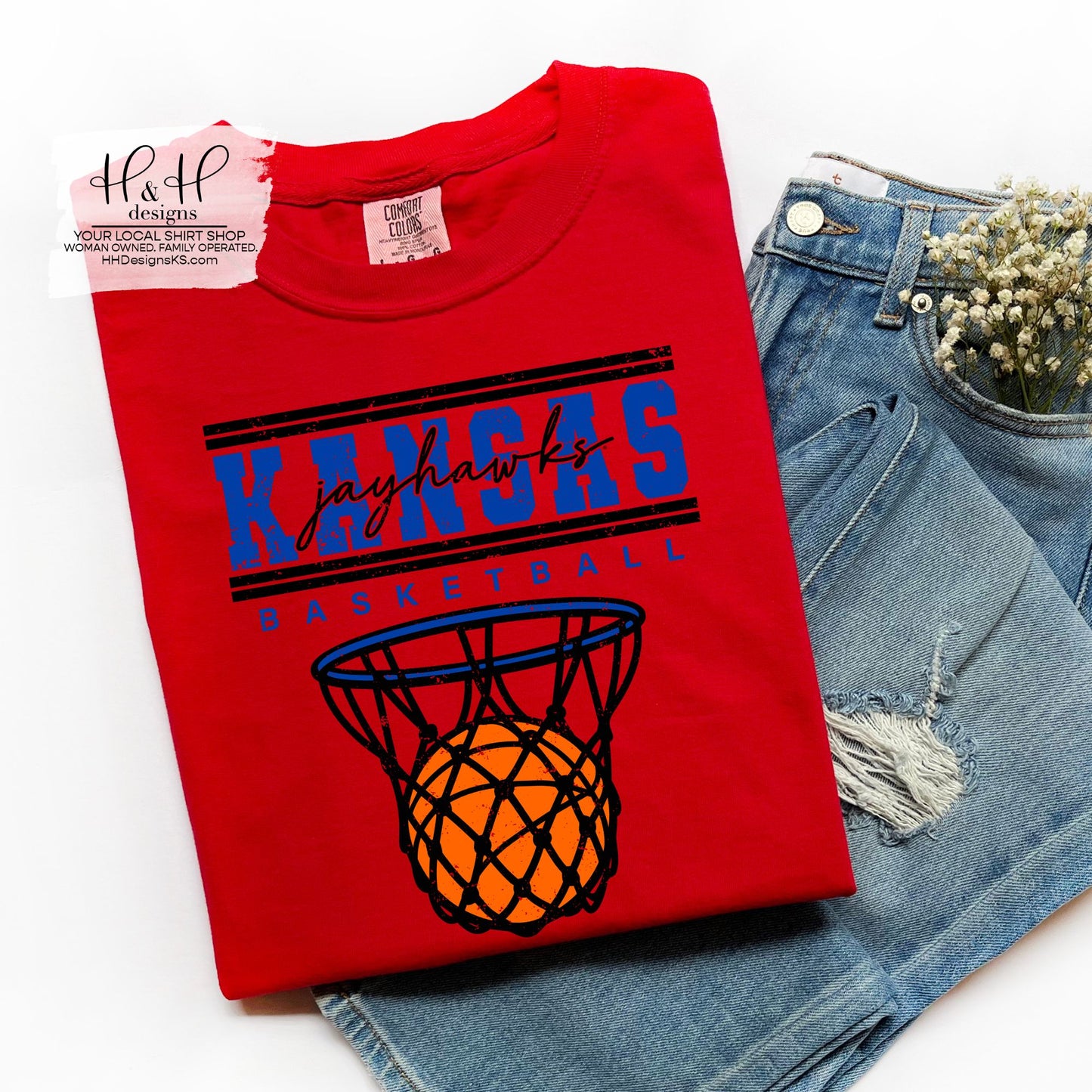 Kansas Jayhawks Double Lined Basketball  ~ Licensed Apparel ~ HHKU178