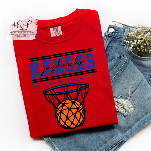 Kansas Jayhawks Double Lined Basketball ~ Licensed Apparel ~ HHKU178