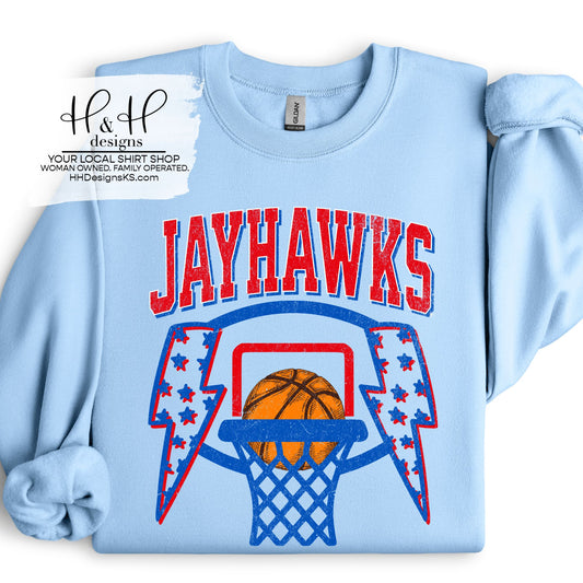 Jayhawks Lightning Bolt Basketball ~ Licensed Apparel ~ HHKU179