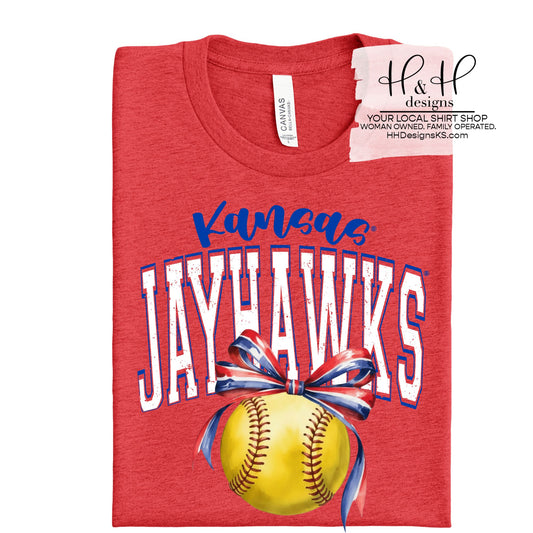 Kansas Jayhawks Softball Block Bow ~ Licensed Apparel ~ HHKU184