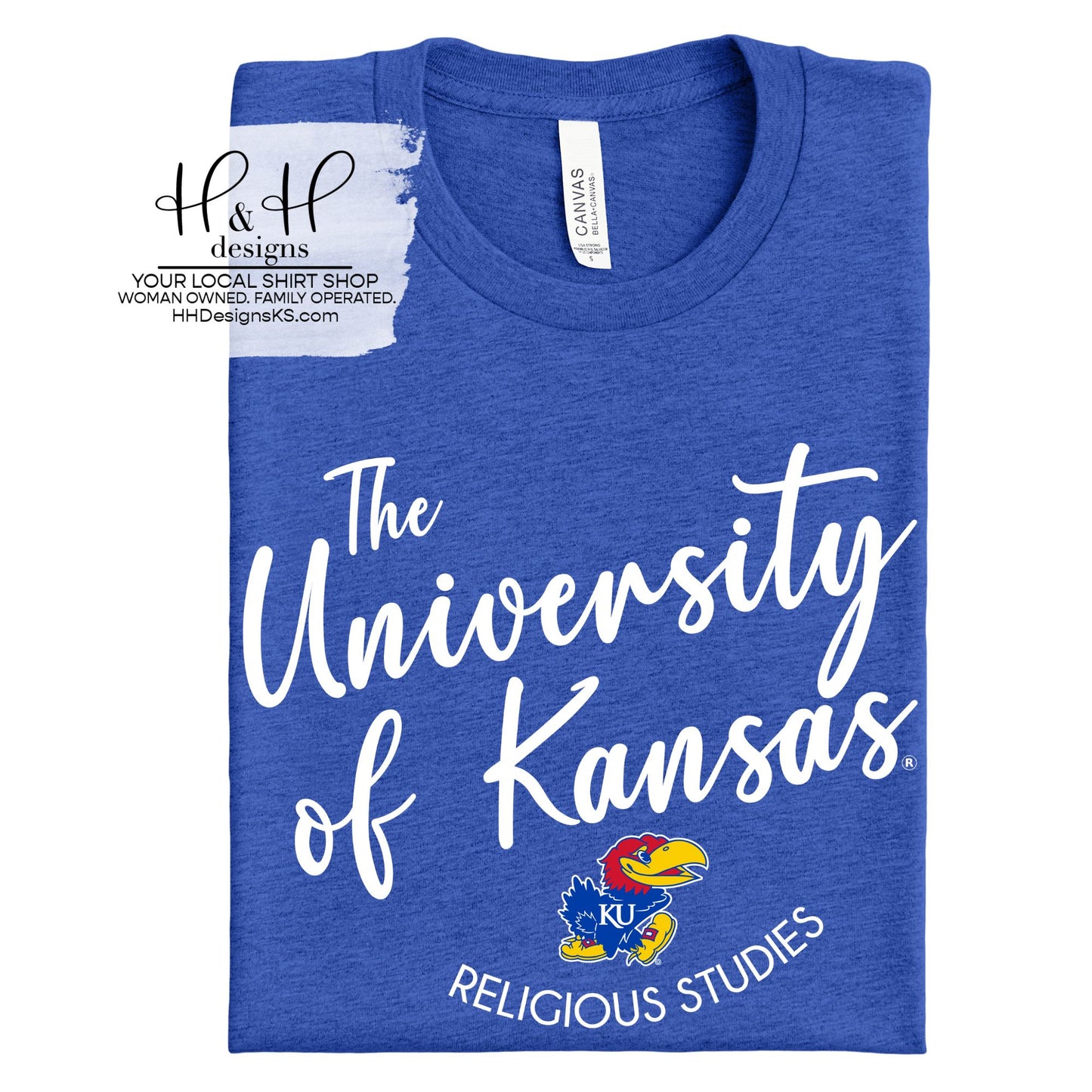 The Unversity of Kansas Religious Studies Round Script ~ Licensed Apparel ~ HHKU186