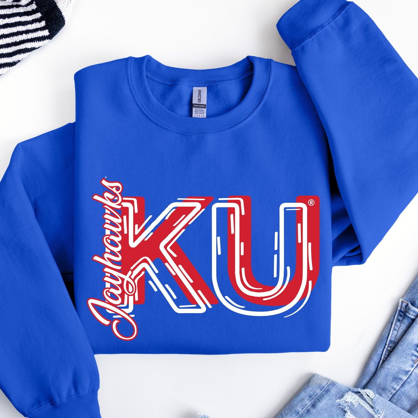 KU Jayhawks Sketch Initials ~ Licensed Apparel ~ HHKU189
