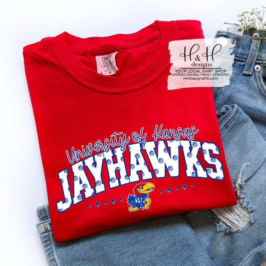University of Kansas Jayhawks Polka Dot Arch ~ Licensed Apparel ~ HHKU190
