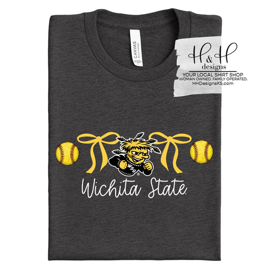 Wichita State Coquette Softball Bows ~ Licensed Apparel ~ HHWSU121